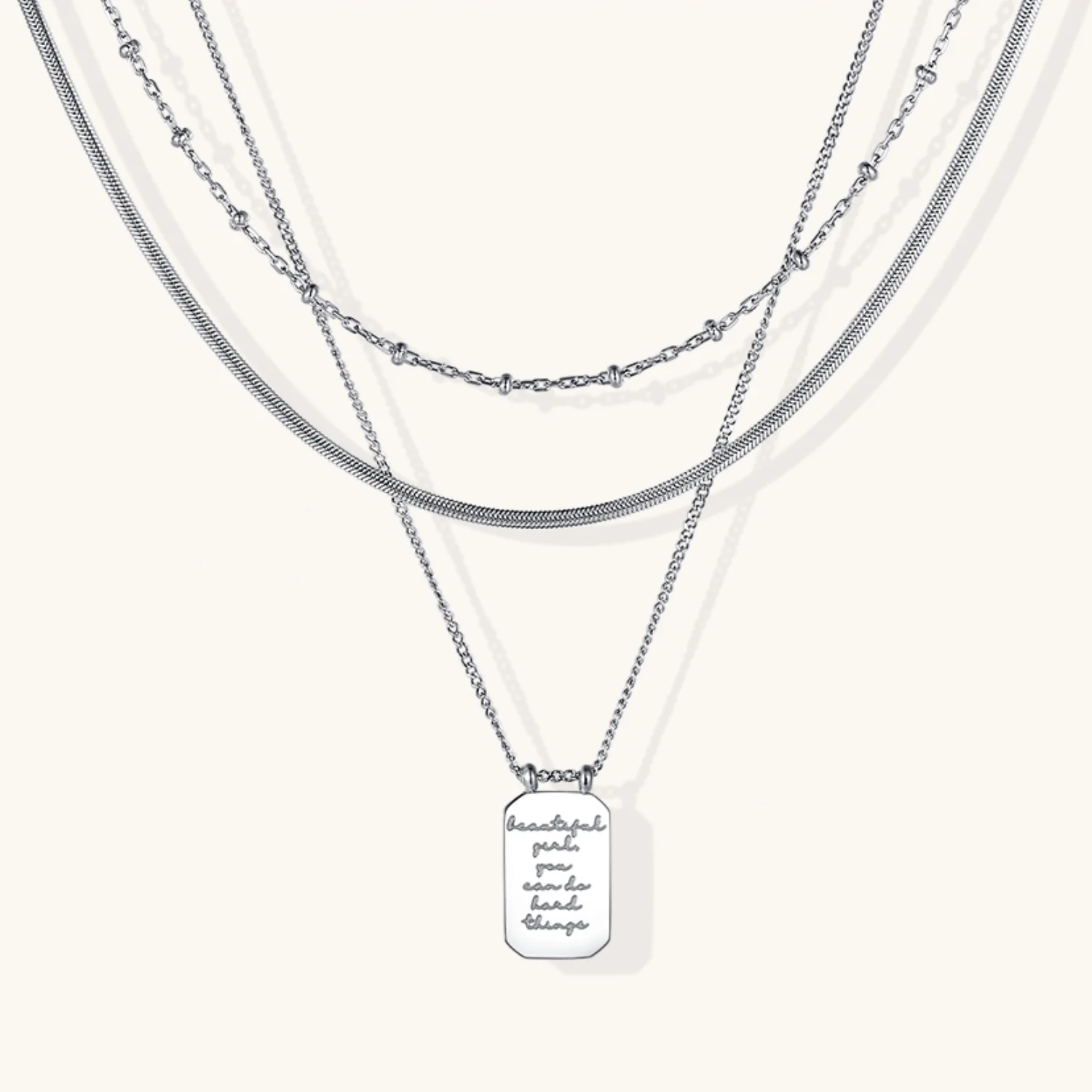 Beautiful Girl, You Can Do Hard Things - Layered Necklace - Image 2