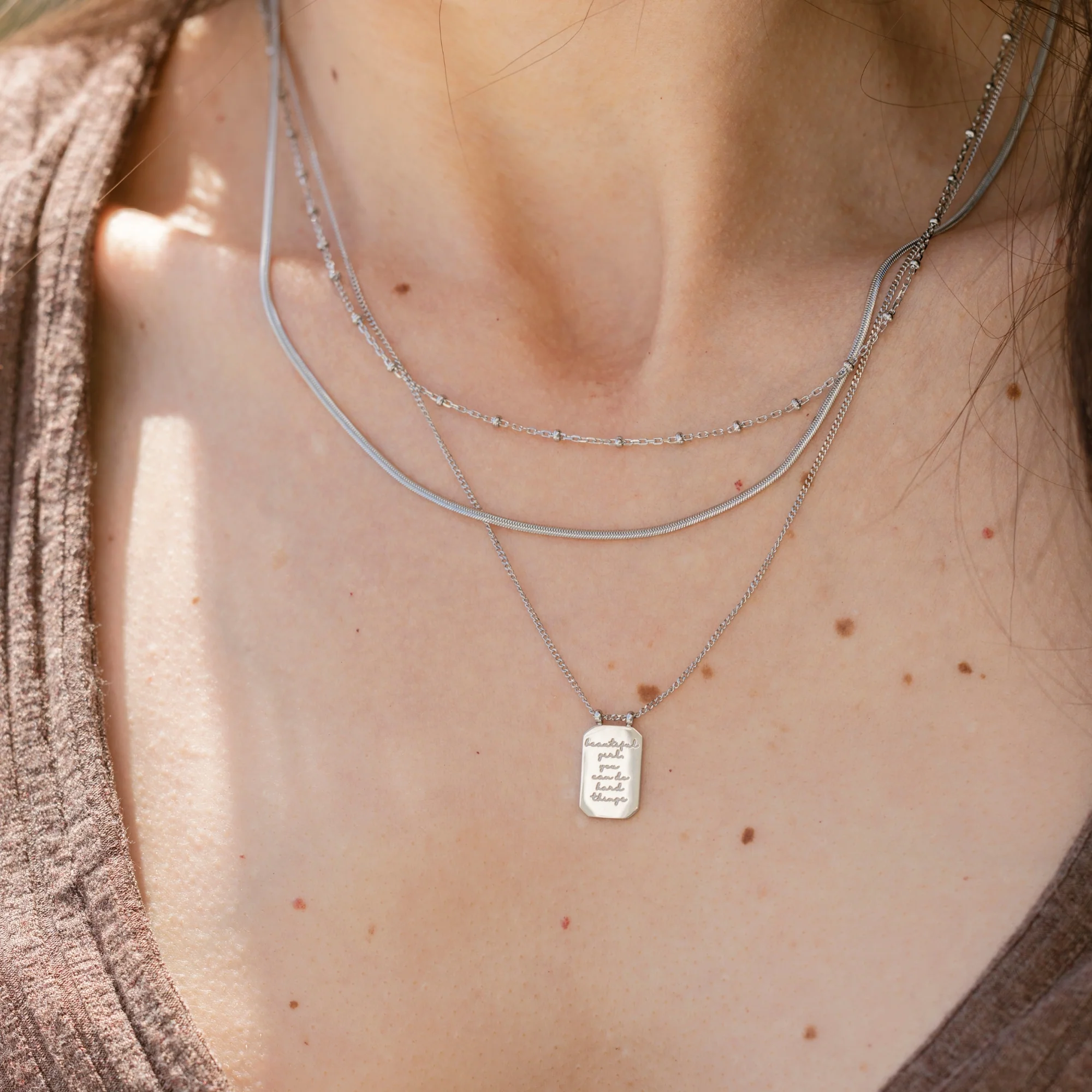Beautiful Girl, You Can Do Hard Things - Layered Necklace - Image 6