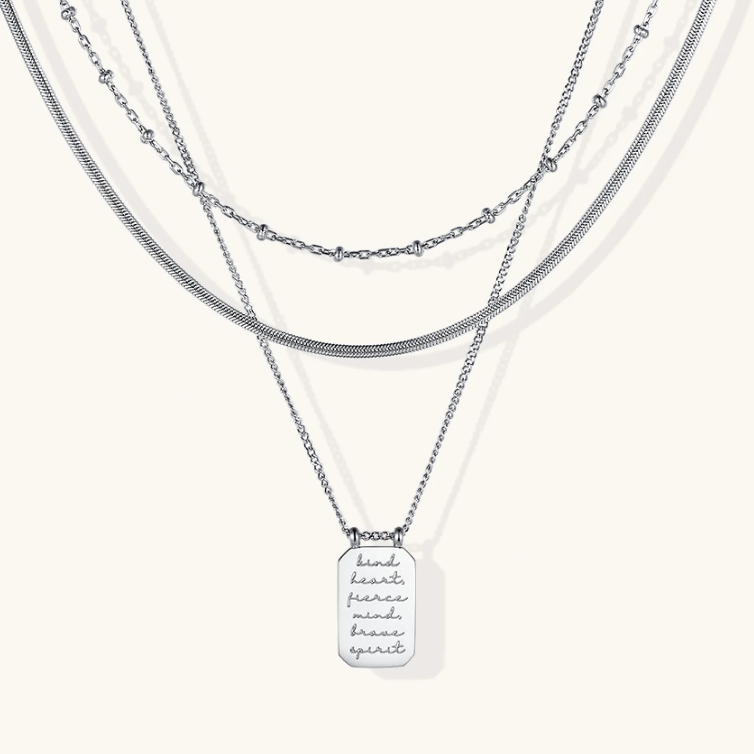 Kind Heart, Fierce Mind, Brave Spirit - Layered Necklace - Image 2
