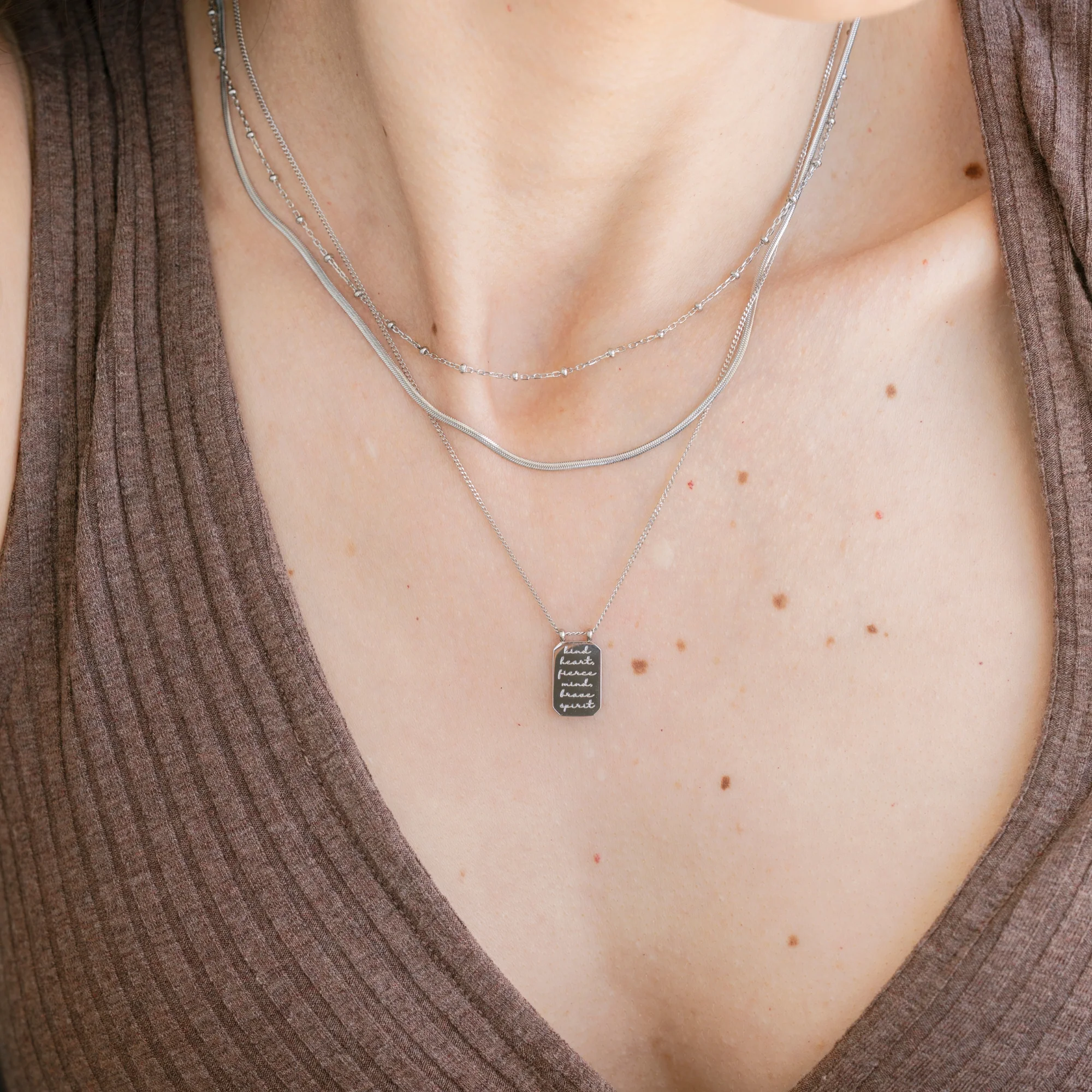 Kind Heart, Fierce Mind, Brave Spirit - Layered Necklace - Image 4