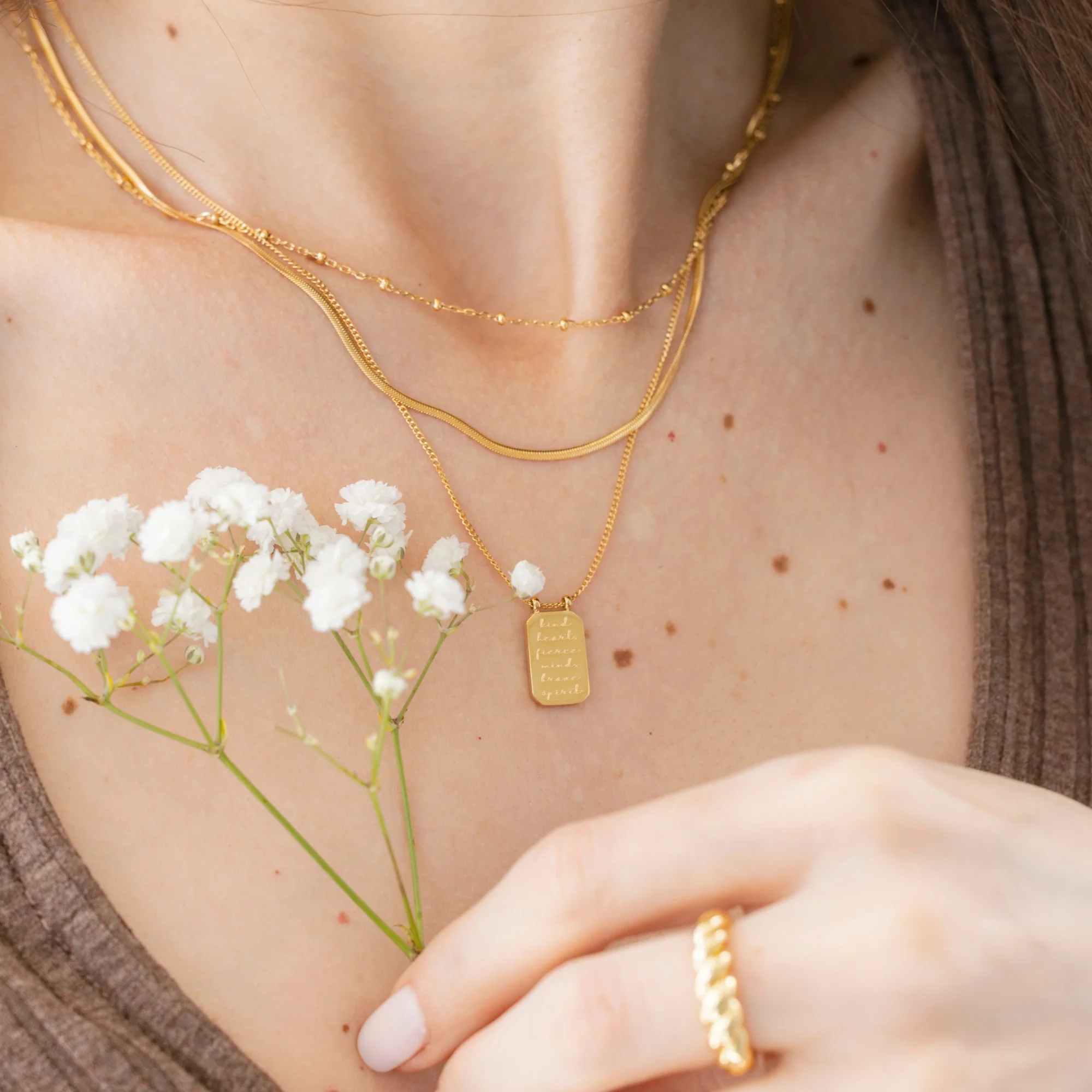 Kind Heart, Fierce Mind, Brave Spirit - Layered Necklace - Image 5